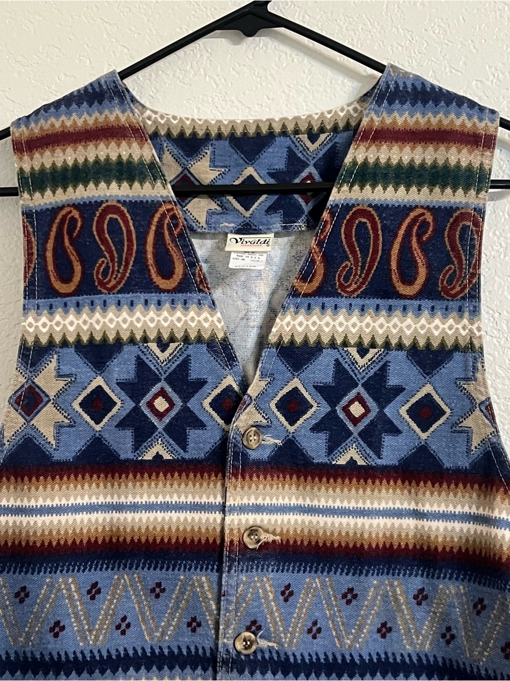 Vintage vest Southwestern Pattern Button Vest Boho western earthy equestrian - Picture 2 of 8